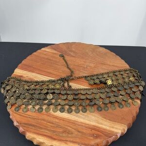 Brass Coin Chain metal Belt 46” sz M or L